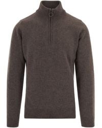 Barbour - Wool Half-Zip Mock Neck Sweater - Lyst