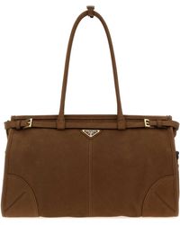 Prada - Nabuk Large Bonnie Shopping Bag - Lyst