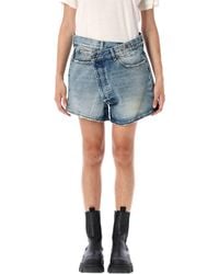 R13 - Crossover Denim Shorts Distressed - Lyst
