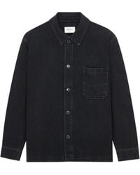 Saint Laurent - Cotton Shirt Jacket With Front Button Closure And Pointed Collar - Lyst