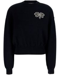Givenchy - Crew Neck Sweater With Crystals Applied On The Front - Lyst