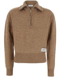 Grifoni - 100% Wool Zip-Up Sweater With High Collar - Lyst
