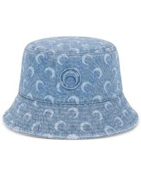 Marine Serre - Distressed Denim Hat With All-Over Print - Lyst
