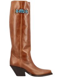 Chloé - Azelan Leather Boots With Pointed Toe And 70 Mm Shaped Heel - Lyst