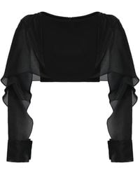 Maticevski - Illusion Cropped Ruffled Sequined Mesh Top - Lyst