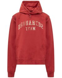 DSquared² - Stylish Hooded Sweatshirt With Logo Print - Lyst