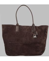 Hogan - Suede Tote Bag With Embossed Logo Charm - Lyst