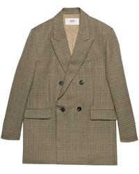 Ami Paris - Virgin Wool Blazer With Pied De Poule Motif - Lyst