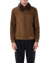 S.W.O.R.D - Eco Shearling Aviator Jacket With Plush Collar - Lyst