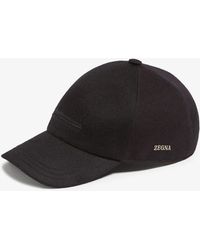 ZEGNA - 100% Cashmere Logo-Detail Embroidered Hat With Elastic Back Closure - Lyst