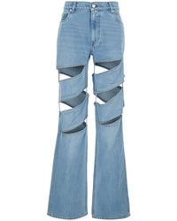 Coperni - Light Jeans With Cut-Out Spiral Design And Logo Patch On The Rear - Lyst