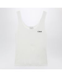 Chloé - Ribbed Tank Top With Logo Embroidery - Lyst