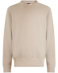 BOSS - Crew Neck Cotton Sweatshirt With Ribbed Cuffs And Hem - Lyst