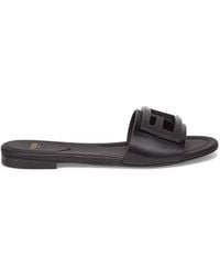 Fendi - Wide-Band Slide Sandals With Ff Baguette Motif - Lyst