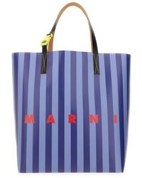 Marni - Striped Tribeca Shopping Bag With Logo - Lyst