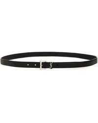 Saint Laurent - Logo Plaque Buckled Belt - Lyst