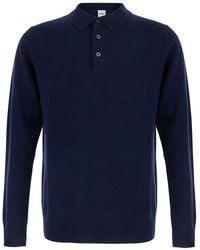Aspesi - Blend Wool & Cashmere Long Sleeve Polo Shirt With Classic Collar - Lyst