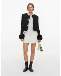 Self-Portrait - Metallic Boucle Fur Cuff Jacket - Lyst