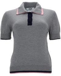 MSGM - Solid Shirt Collar Polo - Lyst