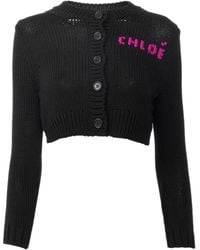 Chloé - Chunky Knit Cardigan With Horn Buttons - Lyst