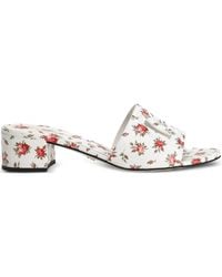 Dolce & Gabbana - Fire-Stamped Leather Slide Sandals With Mini Dg Metal Logo - Lyst