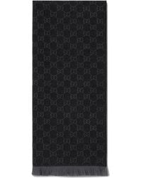 Gucci - Gg Wool Jacquard Scarf With Fringe Trim, 45 Cm X 185 Cm - Lyst