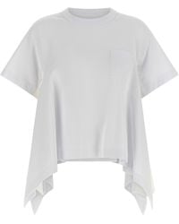 Sacai - Light Weight Denim X Cotton Jersey T-Shirt - Lyst