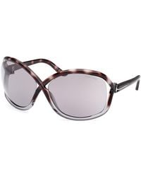 Tom Ford - Sunglasses Geometric Semi Rim, Shiny Frame And Smoke Lens Ft106801A - Lyst