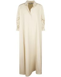 Max Mara - Cotton Dress With Classic Collar And Adjustable Cuffs - Lyst
