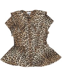 Ganni - Sleeveless Animal Print Shirt Organic Cotton - Lyst
