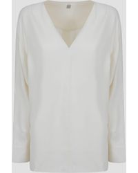 TOTEME - V-Neck Twill Blouse - Lyst