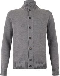 Slowear - High-Neck Wool Cardigan With Button Front - Lyst