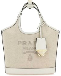Prada - Sand Canvas Handbag - Lyst