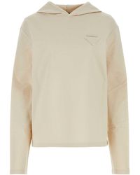 Prada - Sand Stretch Cotton Oversize Sweatshirt - Lyst