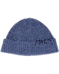 Marni - Beanie Hat With Mending Embroidery Virgin Wool Knit - Lyst
