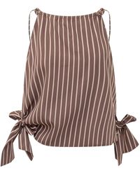 Pinko - Striped Tie-Front Sleeveless Top - Lyst