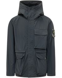 Stone Island - Utility Mini Jacket With Hood And Pockets - Lyst