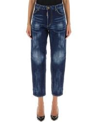 DSquared² - Cropped Jeans With Button Closure - Lyst