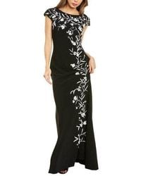 THEIA Velvet Melody Beaded Floral Gown 