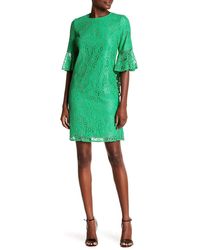 Nanette Lepore Nd8s10s99 Bell Sleeve Lace Shift Dress - Green
