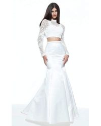 Sherri Hill 51107 Beaded Two Piece High Neck Winter Formal Dress - White