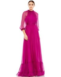 Mac Duggal 68225 Quarter Sleeve High Neck Evening Dress - Pink