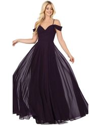 Womens Clothing Dresses Formal dresses and evening gowns Dancing Queen 2092 Embroidered Halter A-line Evening Gown in Purple 