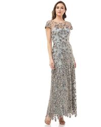 JS Collections Women's Elliot Cocktail Dress - Bateau Neck Mermaid Gown With Puff Sleeves - View #6