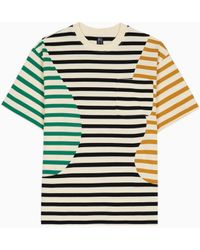 Brain Dead - Organic Panelled Stripe T-shirt Cream & Multi - Lyst