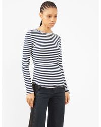 YMC - Charlotte T-shirt Navy & White Stripe - Lyst