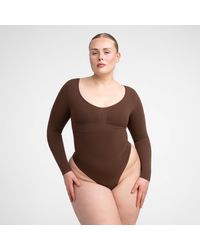 creamy fabrics - Bodysuit Sculpting Shapewear Longsleeve Mit String - Lyst