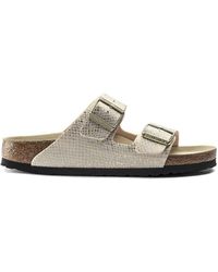 natural arizona shiny python sandals