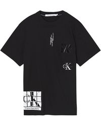 Calvin Klein T-shirt Multi-logo - Color: Black,s