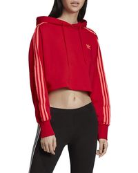 adidas Originals Felpa CROPPED HOOD - Rosso